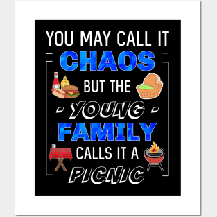 Funny Young Family Picnic Cookout Party Gathering Matching Fun Posters and Art